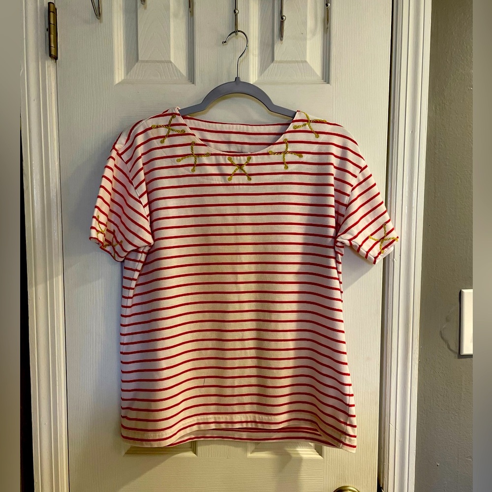 Vintage Factory Limited Striped Nautical Gold Rope Embellished Shirt Size Small